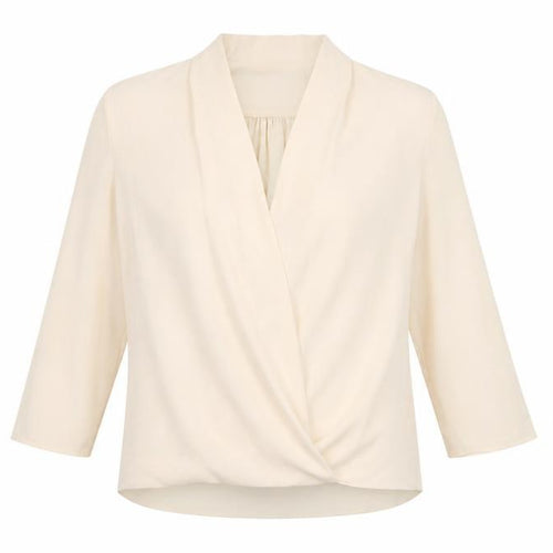 Traffic People Women’s Beige Wrap Blouse Long Sleeve Size M