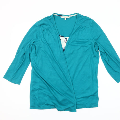 Debenhams Womens Blue Wrap Blouse Size 16 V-Neck 3/4 Sleeve