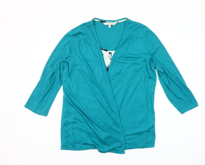 Debenhams Womens Blue Wrap Blouse Size 16 V-Neck 3/4 Sleeve