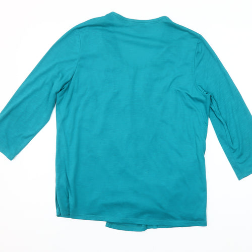 Debenhams Womens Blue Wrap Blouse Size 16 V-Neck 3/4 Sleeve