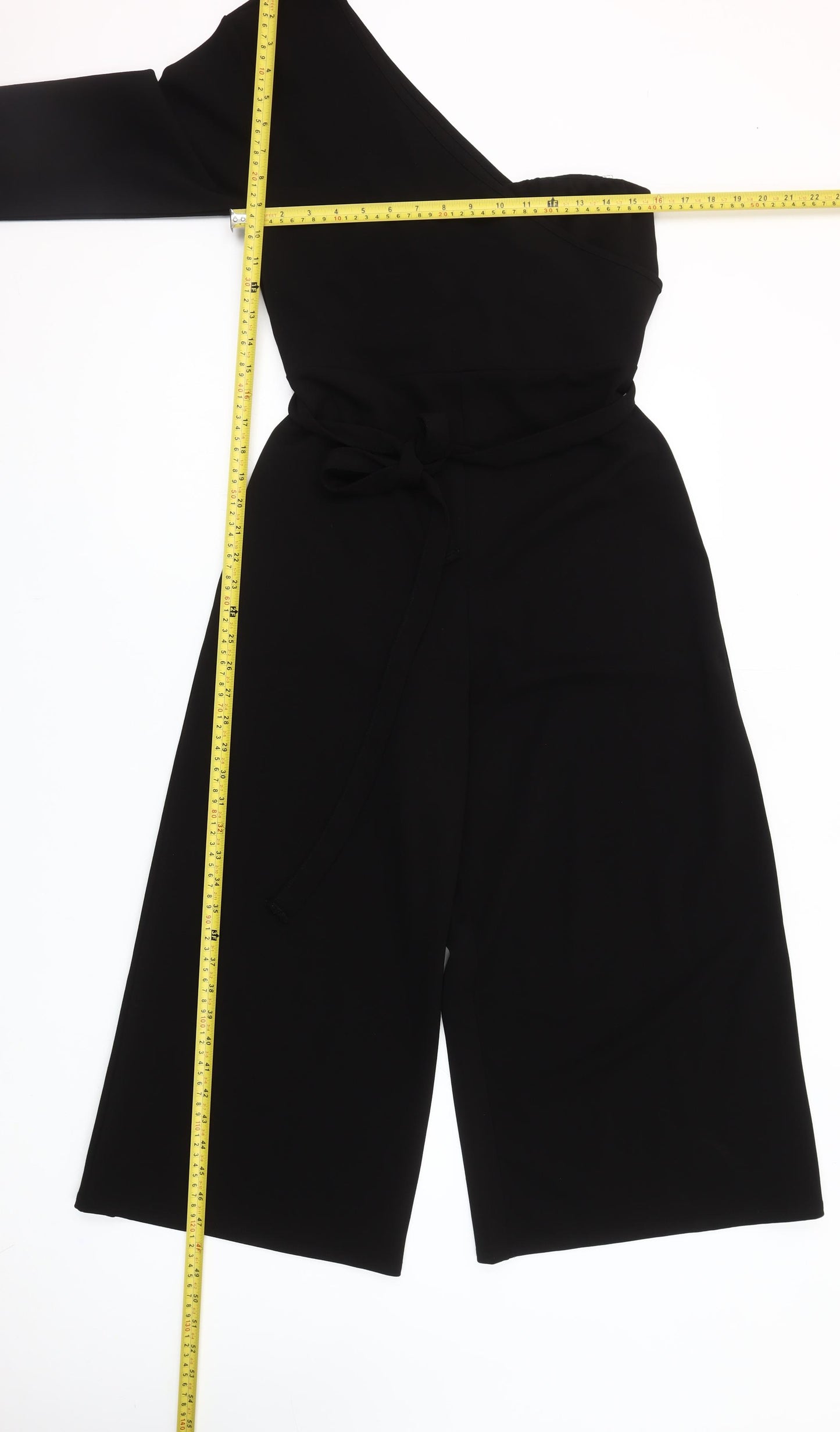 Boohoo Women Black Size 14 One Shoulder Wide Leg Jumpsuit