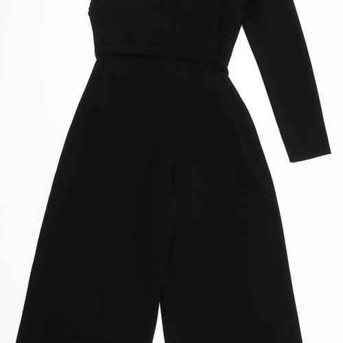 Boohoo Women Black Size 14 One Shoulder Wide Leg Jumpsuit