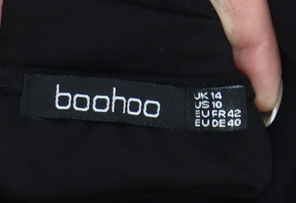 Boohoo Women Black Size 14 One Shoulder Wide Leg Jumpsuit