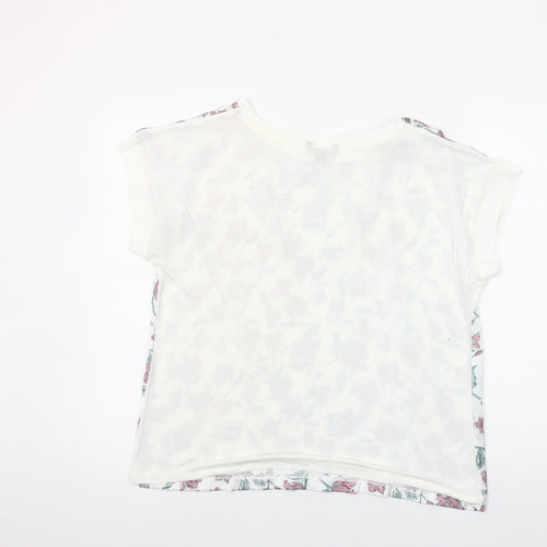 Cortefiel Womens UK 12 Floral Cotton T-Shirt Short Sleeve