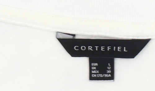 Cortefiel Womens UK 12 Floral Cotton T-Shirt Short Sleeve
