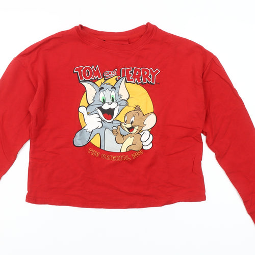 Tom and Jerry Women's Red 10-12 Long Sleeve Cartoon Nightshirt