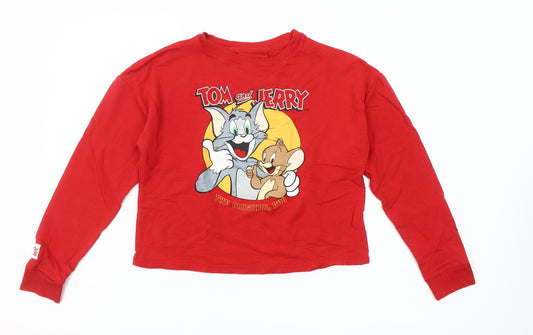 Tom and Jerry Women's Red 10-12 Long Sleeve Cartoon Nightshirt