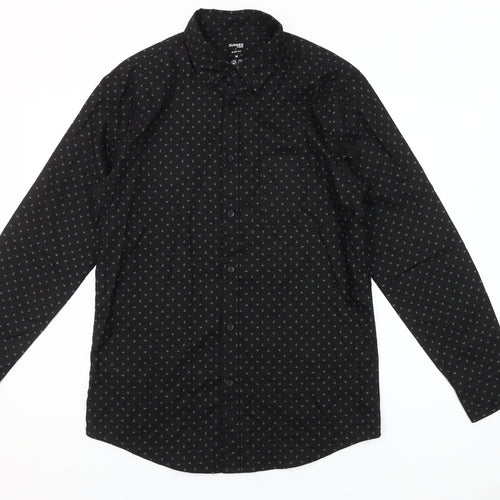 Dunnes Stores Men’s Black Slim Fit Geometric Long Sleeve Shirt M
