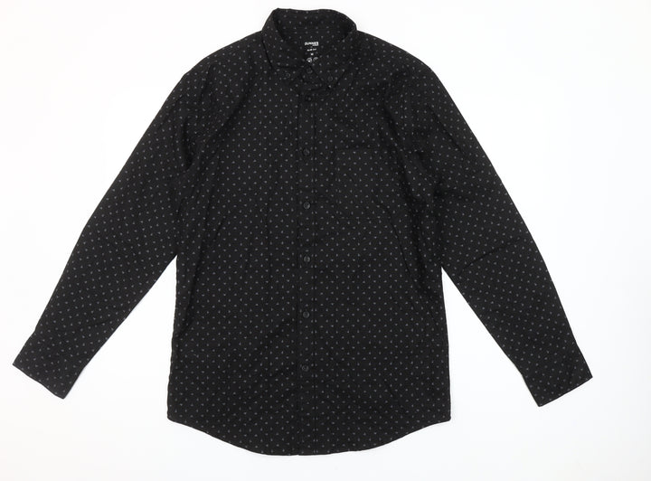 Dunnes Stores Men’s Black Slim Fit Geometric Long Sleeve Shirt M