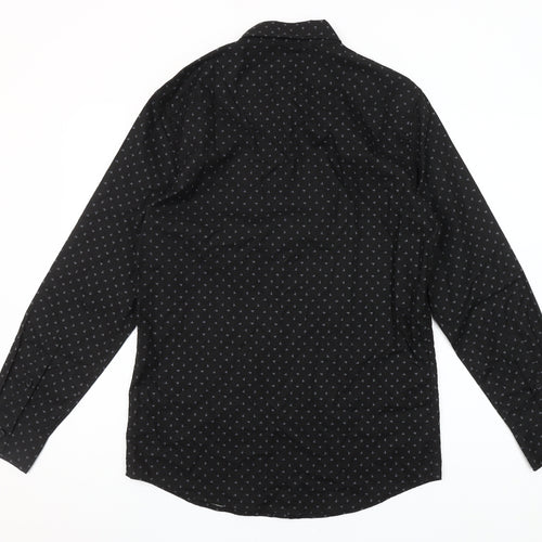 Dunnes Stores Men’s Black Slim Fit Geometric Long Sleeve Shirt M
