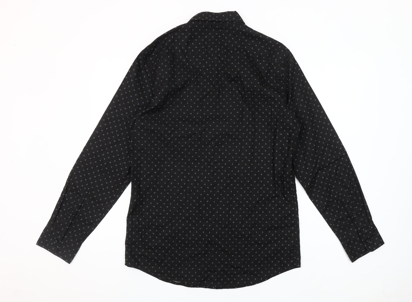 Dunnes Stores Men’s Black Slim Fit Geometric Long Sleeve Shirt M