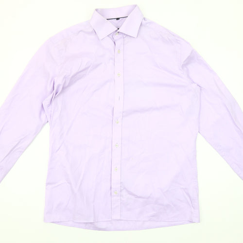 Eterna Men's Purple Modern Fit 16.5 Collar Formal Dress Shirt