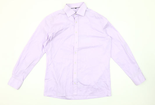 Eterna Men's Purple Modern Fit 16.5 Collar Formal Dress Shirt