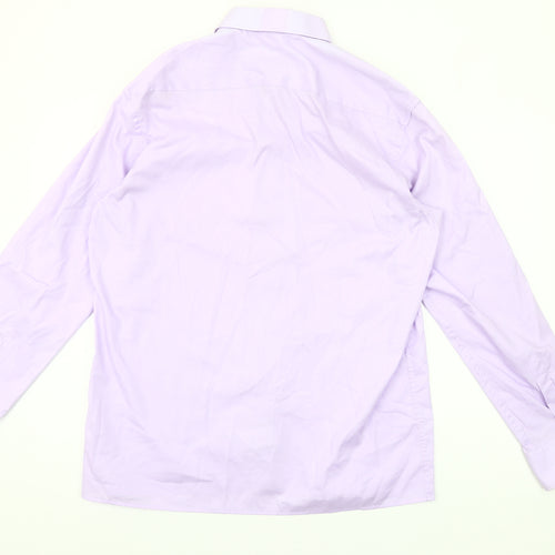 Eterna Men's Purple Modern Fit 16.5 Collar Formal Dress Shirt