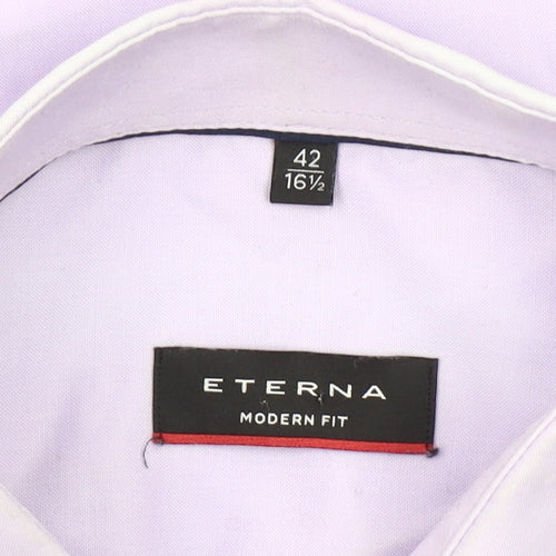 Eterna Men's Purple Modern Fit 16.5 Collar Formal Dress Shirt