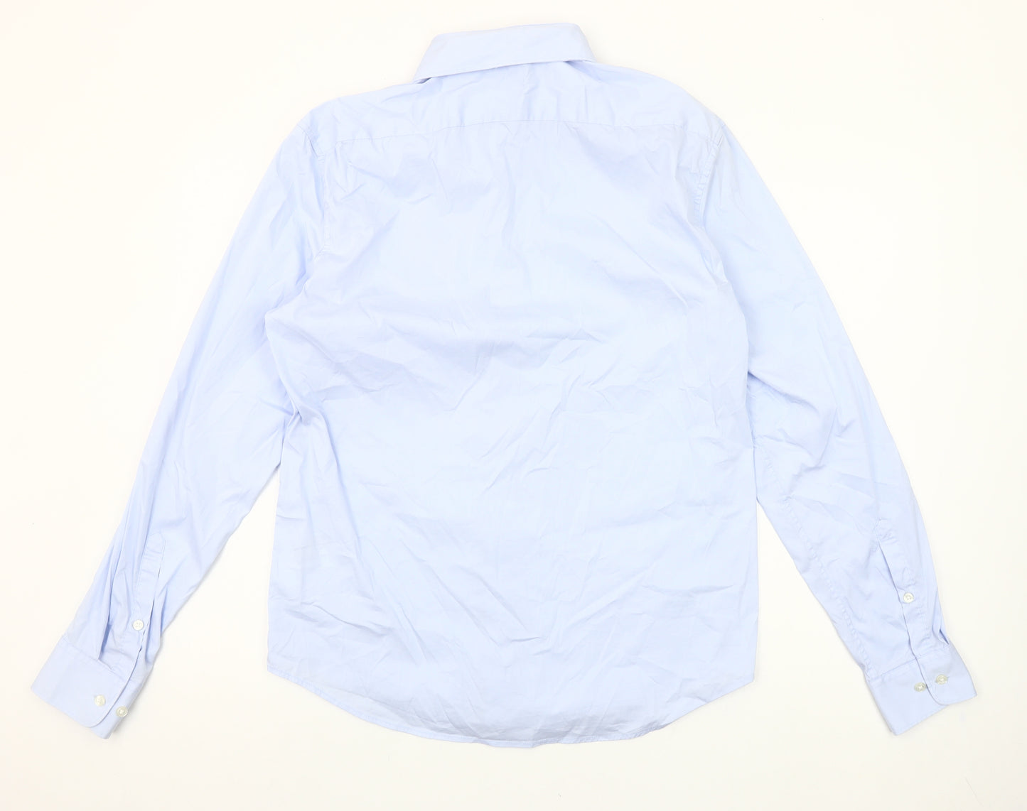 H&M Men's Blue Slim Fit Long Sleeve Cotton Blend Button-Up M