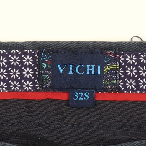 Vichi Mens Blue Chino Trousers 32W 30L Slim Fit Cotton Stretch