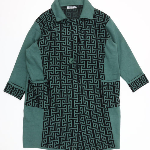 Sweet Lady Women’s Green Geometric Collared Long Sleeve Cardigan M