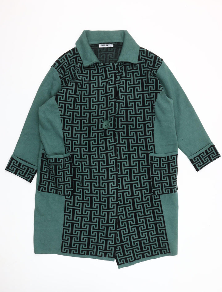 Sweet Lady Women’s Green Geometric Collared Long Sleeve Cardigan M