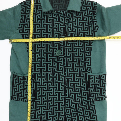 Sweet Lady Women’s Green Geometric Collared Long Sleeve Cardigan M
