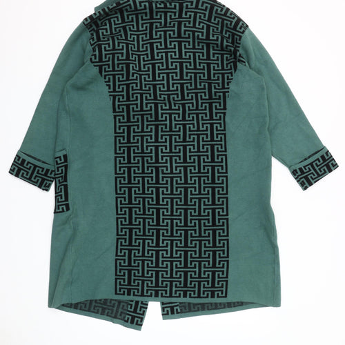 Sweet Lady Women’s Green Geometric Collared Long Sleeve Cardigan M