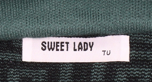 Sweet Lady Women’s Green Geometric Collared Long Sleeve Cardigan M