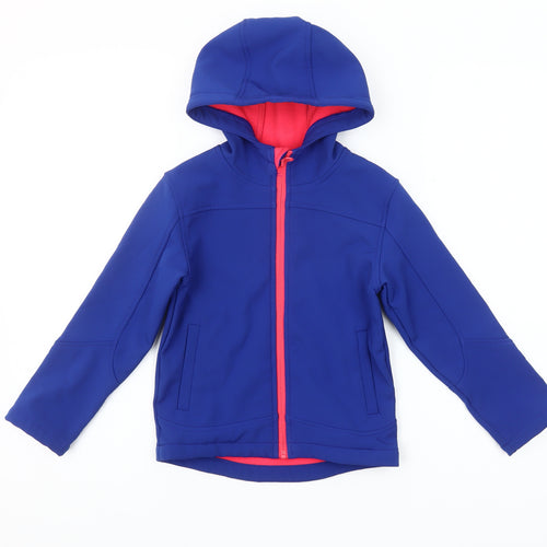 Zakti Boys Blue Softshell Hooded Jacket Coat 5-6Y Water Resistant