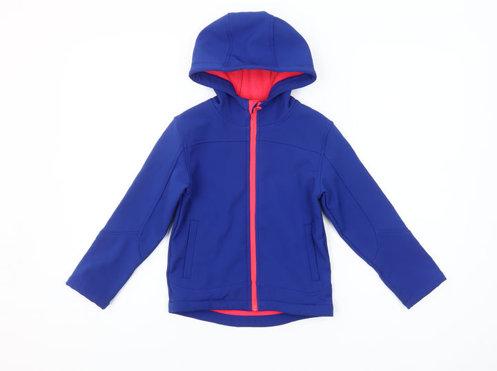 Zakti Boys Blue Softshell Hooded Jacket Coat 5-6Y Water Resistant