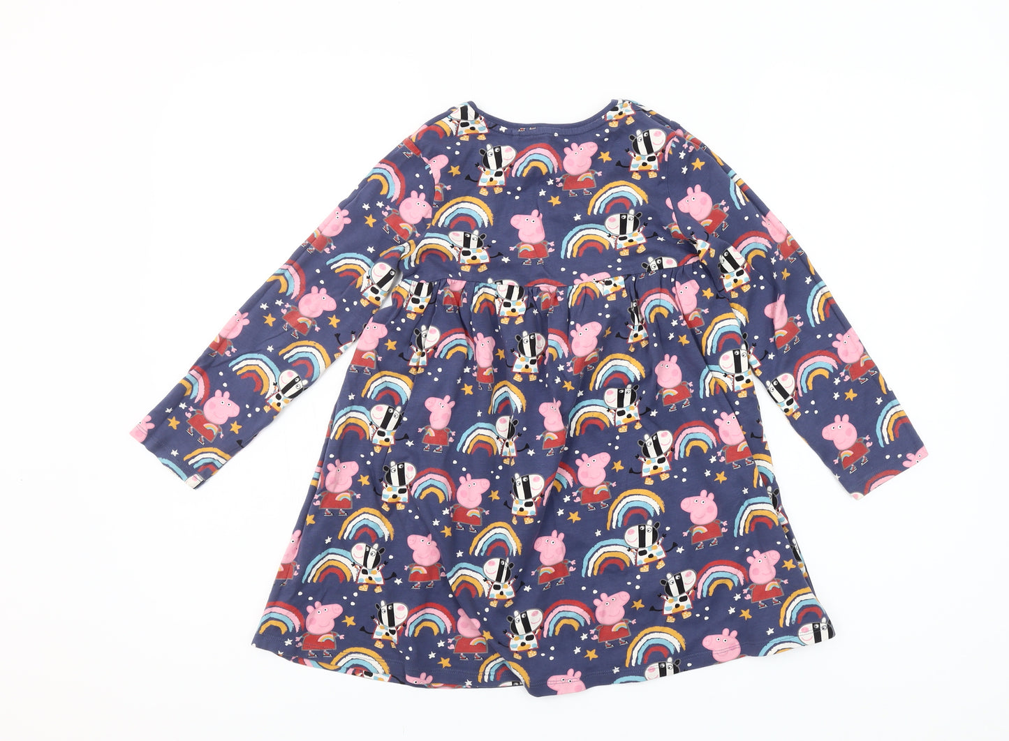 Next Girls Peppa Pig Multicoloured Cotton Long Sleeve Skater Dress 5-6Y