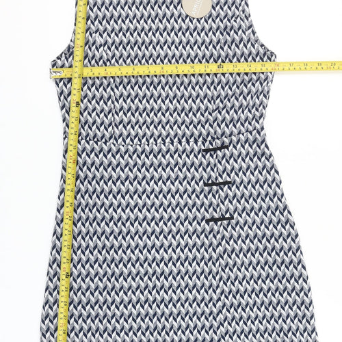 Apricot Women’s Blue Geometric Sheath Dress Size 10 Sleeveless Short