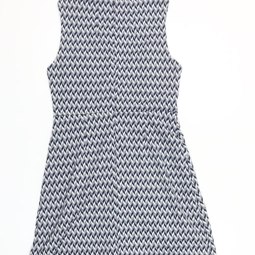 Apricot Women’s Blue Geometric Sheath Dress Size 10 Sleeveless Short