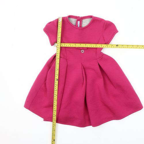 Mayoral Girls Pink Fit & Flare Party Dress 4 Years Short Sleeve Knee Length
