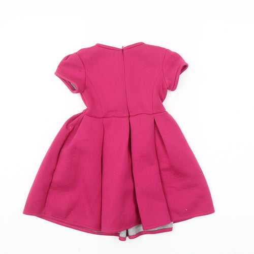 Mayoral Girls Pink Fit & Flare Party Dress 4 Years Short Sleeve Knee Length