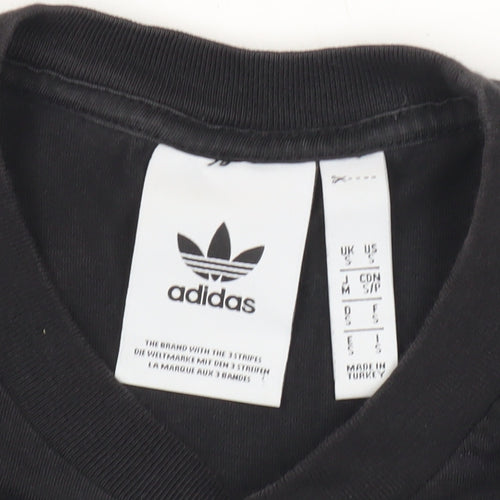 Adidas Mens Black Small Sports Logo Graphic Print Cotton T-Shirt