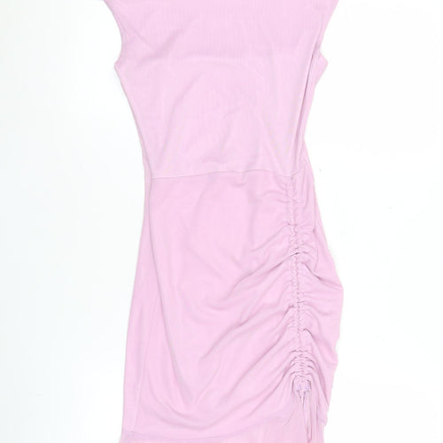 PrettyLittleThing Women Pink Size 8 Mini Slip Dress Ruched Mesh
