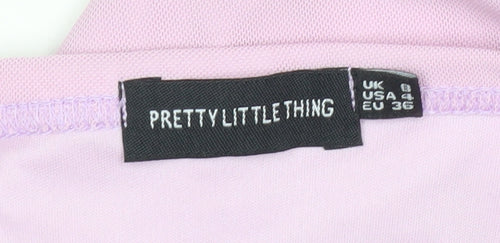 PrettyLittleThing Women Pink Size 8 Mini Slip Dress Ruched Mesh