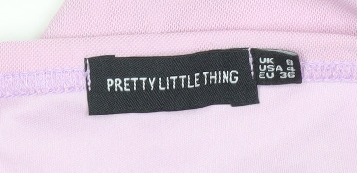 PrettyLittleThing Women Pink Size 8 Mini Slip Dress Ruched Mesh