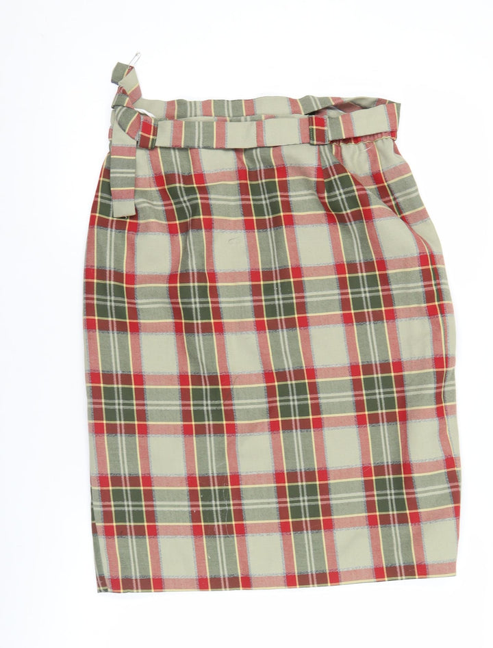Mona Women’s Multicoloured Plaid Knee Length Skirt Size 14