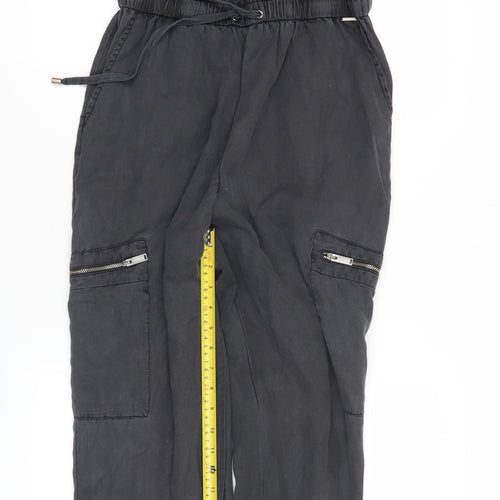 Superdry Womens Black Jumpsuit Size 10 Sleeveless Casual Zip Pockets
