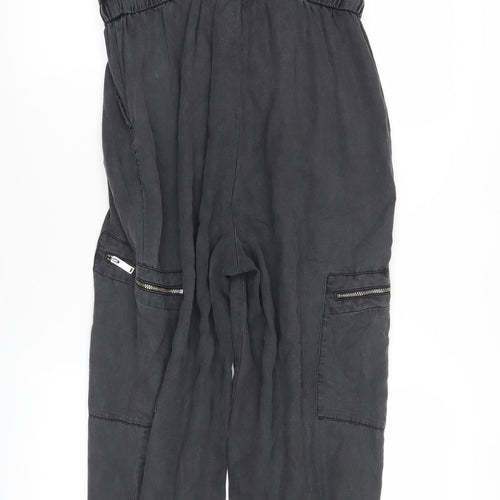 Superdry Womens Black Jumpsuit Size 10 Sleeveless Casual Zip Pockets