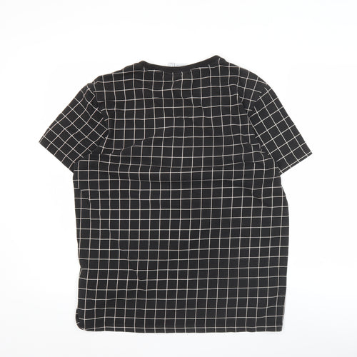 Adidas Men's Black Small Check Logo Graphic Cotton T-Shirt
