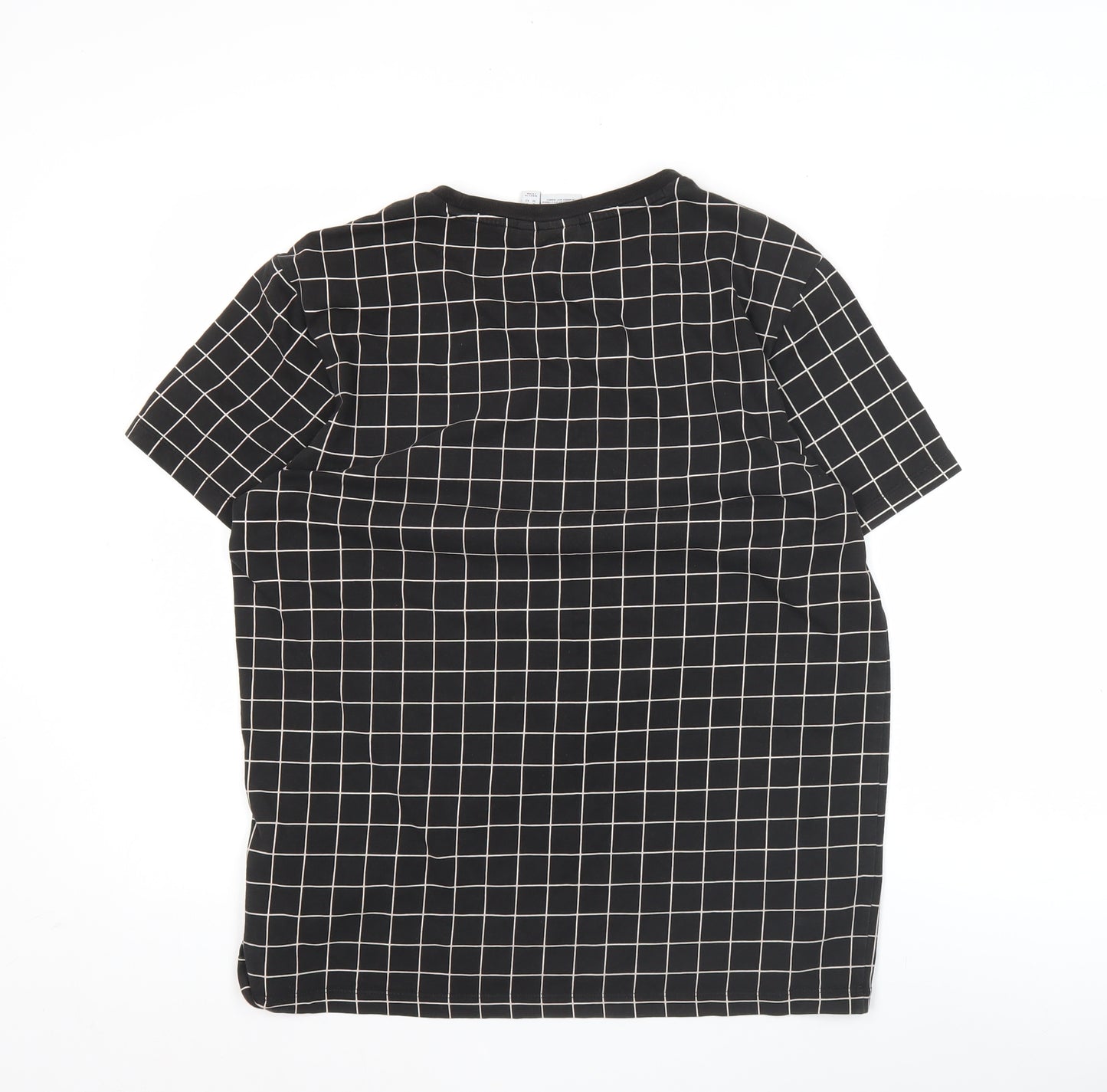 Adidas Men's Black Small Check Logo Graphic Cotton T-Shirt