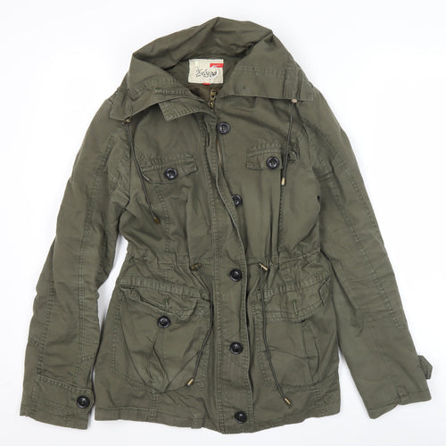 Kelyna Paris Women’s Green Cotton Military Jacket S Hooded Pockets