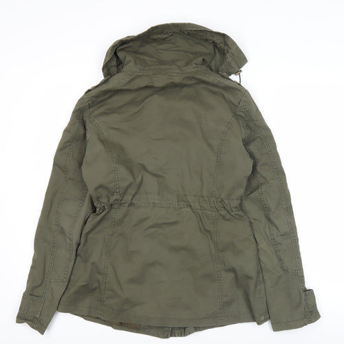 Kelyna Paris Women’s Green Cotton Military Jacket S Hooded Pockets