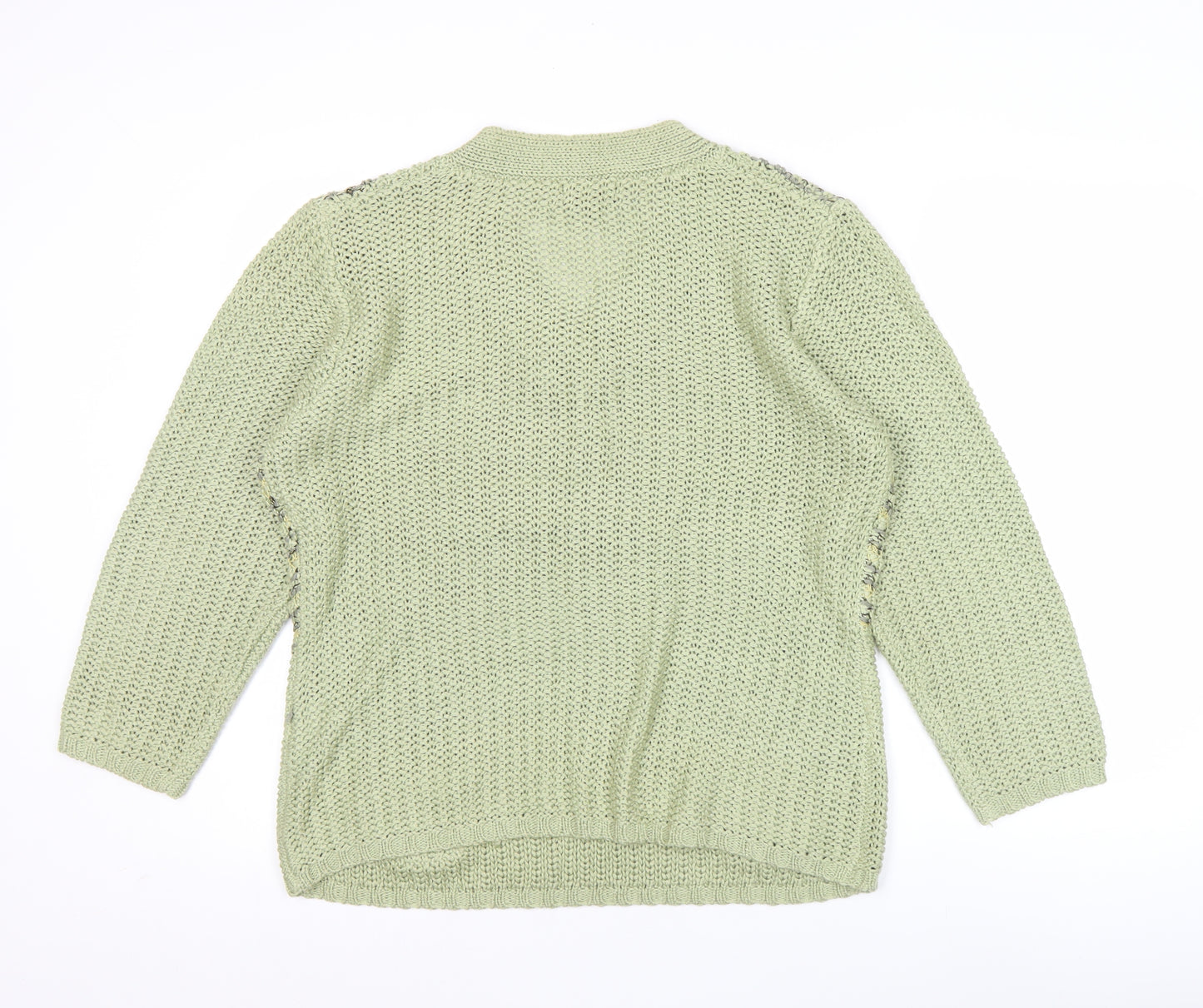 Tivoli Womens Green L Chunky Knit V-Neck Pullover Jumper