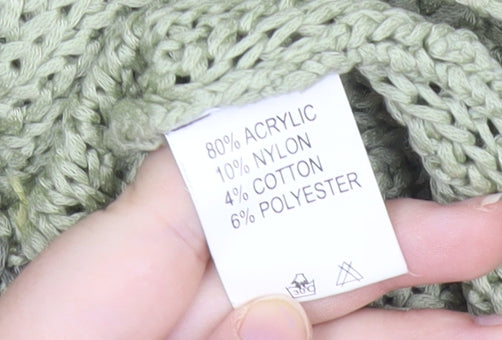 Tivoli Womens Green L Chunky Knit V-Neck Pullover Jumper