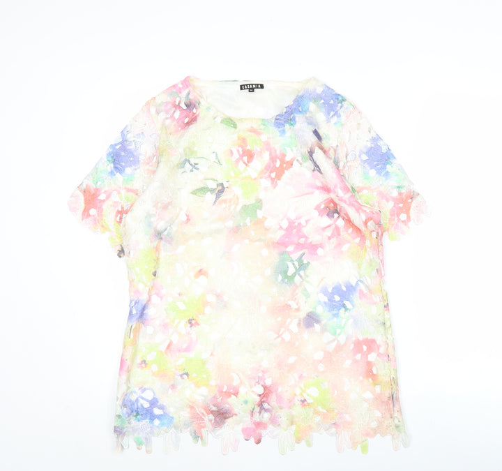Casamia Women’s Multicoloured Floral Lace Tunic Blouse M