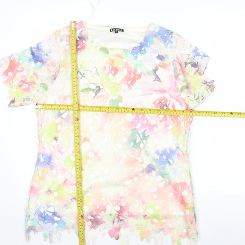Casamia Women’s Multicoloured Floral Lace Tunic Blouse M