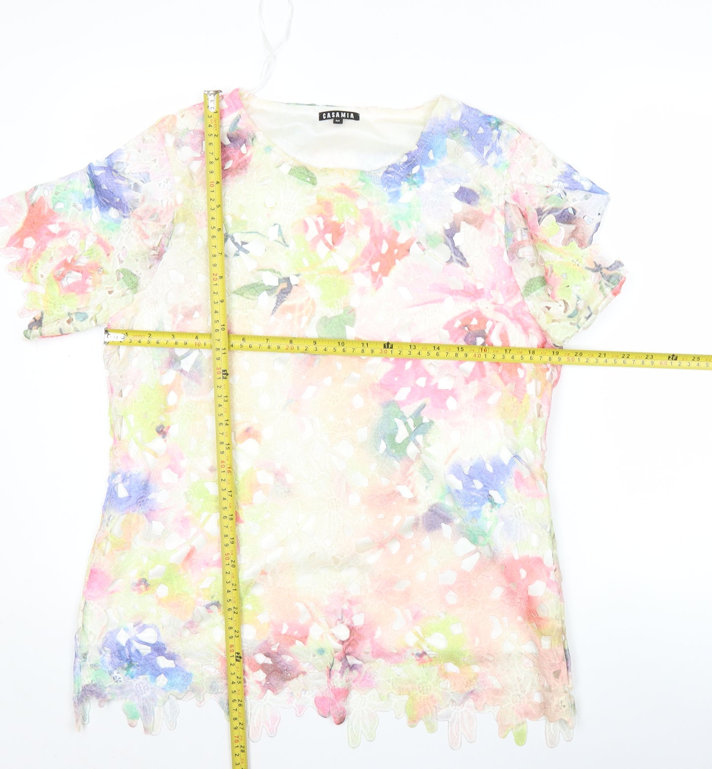 Casamia Women’s Multicoloured Floral Lace Tunic Blouse M