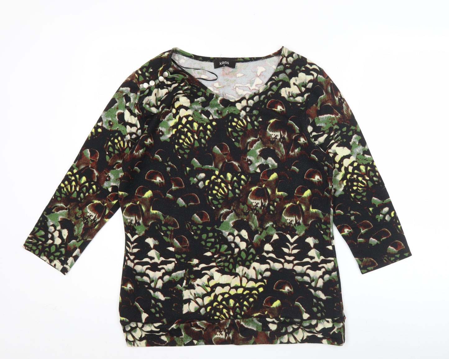 Klass Womens Multicoloured Floral Tunic Blouse M 3/4 Sleeve